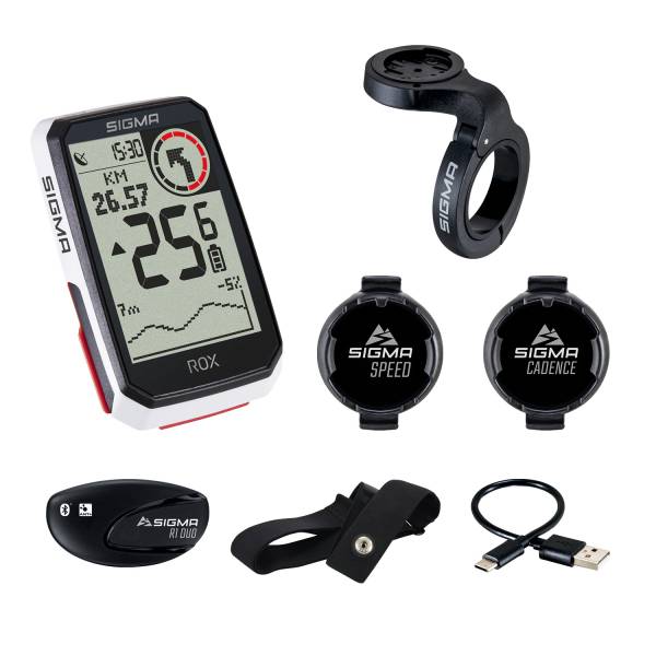 Sigma Rox 4.0 GPS Navigazione Ciclismo HR/Cadenza - Bianco