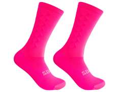 Silca Aero Tall Calcetines De Ciclista Ne&oacute;n Rosa - L 43-45