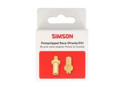 Simson バルブ アダプター Presta -> Dunlop バルブ - 真鍮