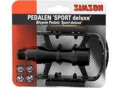 Simson Desportos Deluxe Pedais Alu Refletor - Preto/Prata