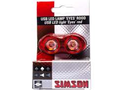 Simson Eyes Baglys LED USB - Sort/Rød