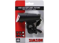 Simson Future Předn&iacute; Světlo LED USB Baterie - Čern&aacute;