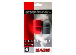 Simson Simmy 3 Lyss&aelig;t LED Batterier - R&oslash;d/Gr&aring;