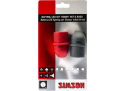Simson Simmy 3 Lyssett LED Batterier - R&oslash;d/Gr&aring;