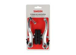 Simson V-brake Conjunto De Trav&otilde;es Frente/Traseiro - Prata/Preto
