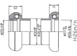 Tecora E Ohjainlaakeri 1 Tuumaa 25.4x30.0x26.4mm Alu - Musta