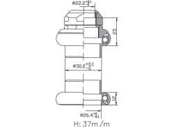 Tecora E Styrelager 1 Tomme 25.4x30.2x26.4mm Gjenge - Svart