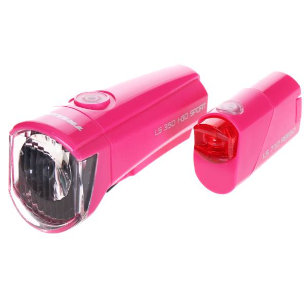 Trelock I-Go / Reego Conjunto De Iluminação Baterias - Rosa