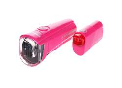 Trelock I-Go / Reego Conjunto De Iluminação Baterias - Rosa