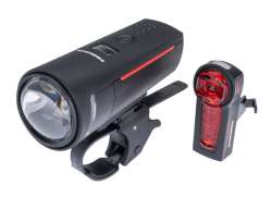Trelock LS 600/LS 740 Juego De Luces LED Bater&iacute;a - Negro/Rojo