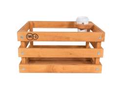 Two-O Classic Krat Incl. Cup Houder RVS/Hout - Bruin