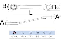 Unior 170/2 Cheie Tubulară/Cheie Dibluri 14/15mm - Gri