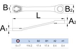 Unior 170/2 Ringschlüssel/Ratschenschlüssel 6/7mm - Grau