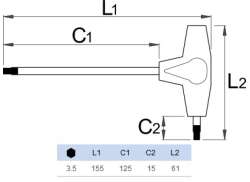 Unior 193HX Cheie Imbus T-Model 3.5mm - Argintiu/Albastru