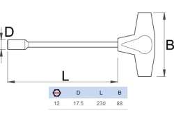 Unior 193N Klucz Nasadowy T-Model 12mm - Srebrny/Niebieski