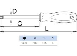 Unior 621TBI T20 Torx 스크루드라이버 - 그레이/블루