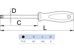 Unior 621TBI T6 Torx Șurubelniță - Gri/Albastru