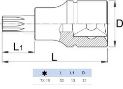 Unior Capac 1/4" Torx T15