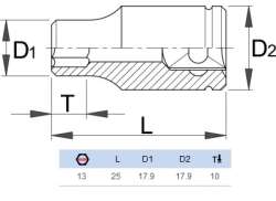 Unior 캡 1/4" 13mm