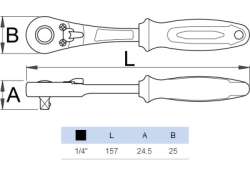 Unior 套筒扳手 1/4" 配有 人体工程学 握把