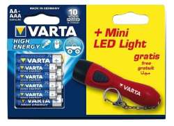 Varta High Energy Batterijen 4xAA/4xAAA 1,5V + Mini Lamp