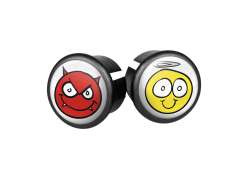 Velox Bar End Cap Smiley - Red/Yellow (2)