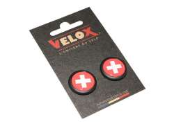 Velox Switzerland Bar End Caps Plastic - Black/Red