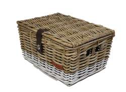 Wicked L Bicycle Basket With Flap 46x33x24cm Rattan-Br/Gr/Wh