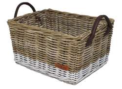 Wicked L Fahrradkorb 45 x 32 x 23cm Rattan - Braun/Weiß