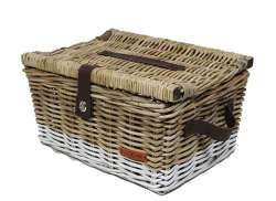 Wicked L Fahrradkorb Mit Klappe 47 x 36 x 26cm Rattan -Gr/We