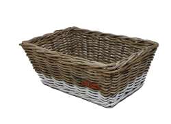 Wicked Trapezium Bicycle Basket 45 x 33 x 19cm Rattan -Gr/Wh