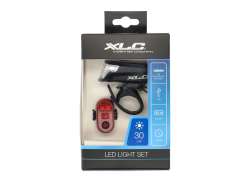 XLC Altair S23 Belysningssats LED Batteri USB - Svart/R&ouml;d