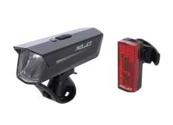 XLC Proxima S24 Sada Světel LED Baterie USB - Červen&aacute;/Čern&aacute;