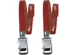 Zefal Toe Clips Strap Set Leather 370mm - Red