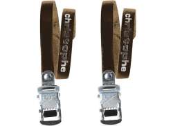 Zefal Toe Clips Strap Set Leather 470mm - Dark Brown